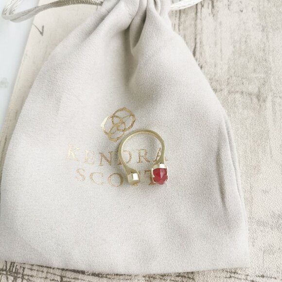 Kendra Scott Gold Maroon Jade Open Ring - Pryde - Picture 3 of 3